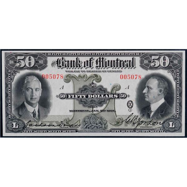 The Bank of Montreal 1931 $50 005078 CH-505-58-08 Legacy Currency Grading Gem Uncirculated-65PPQ. Th