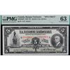 La Banque Nationale 1922 $5 #5102202S, PMG Choice Uncirculated-63.