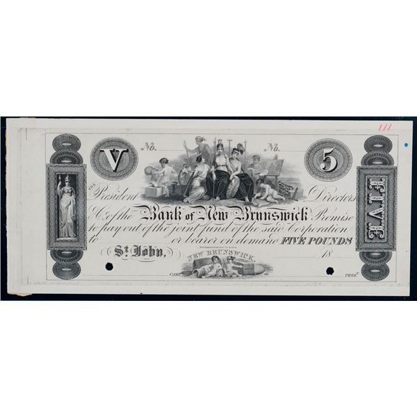 Bank of New Brunswick 18-- 5 POUNDS 515-12-42FP 'FACE PROOF' #  LCG Superb Gem Uncirculated-66PPQ