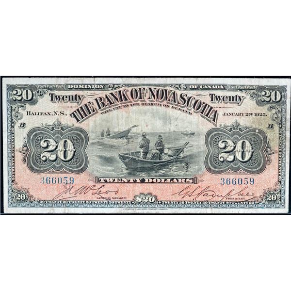 The Bank of Nova Scotia 1925 $20 #2366059 LCG CH-550-28-18 LCG Very Fine-20 minor issue.