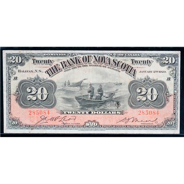The Bank of Nova Scotia 1929 $20 #285084 CH-550-28-22 LCG Choice Very Fine-25 minor isses
