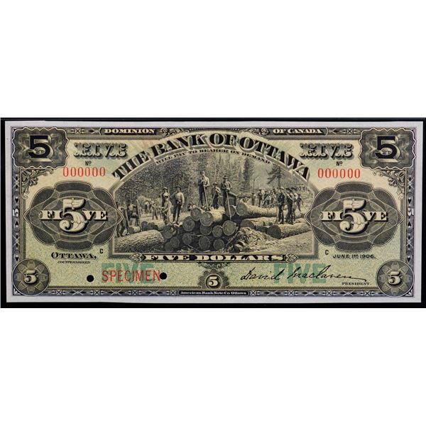 The Bank of Ottawa; 1906 $5 #000000 CH-565-20-06S, PMG Superb Gem Uncirculated-66EPQ.