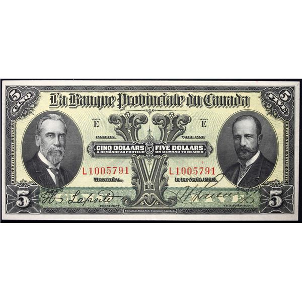 La Banque Provinciale du Canada 1928 $5 CH-615-14-08 #L1005791  LCG Choice About Uncirculated-53