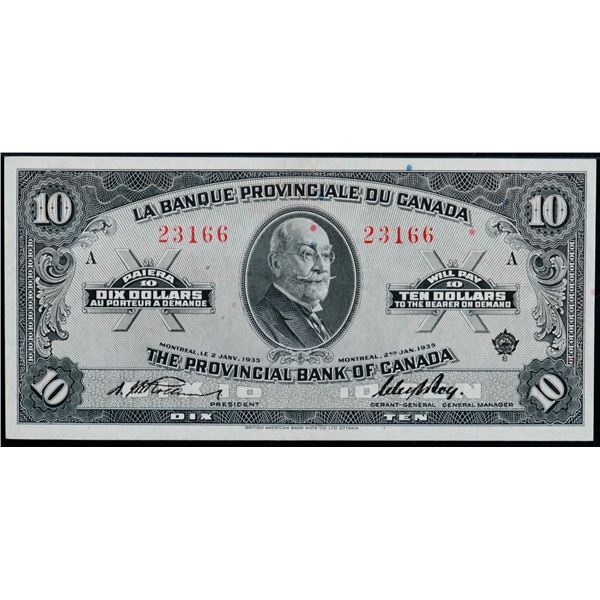 La Banque Provinciale du Canada 1935 $10 #23166 CH-615-16-04, PMG Very Choice Uncirculated-64.