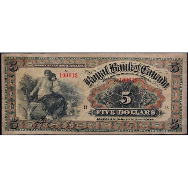 The Royal Bank of Canada; 1901 $5 #100613 CH-630-10-02-02, Legacy Currency Grading Choice Very Fine-