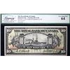 Image 2 : The Royal Bank of Canada 1913 $10 CH-630-12-08 #3300223  LCG Choice Uncirculated-64.  A near Gem exa