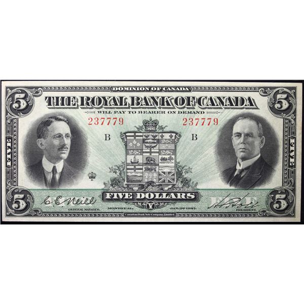 The Royal Bank of Canada 1927 $5 CH-630-14-02 #237779  LCG Choice About Uncirculated-53