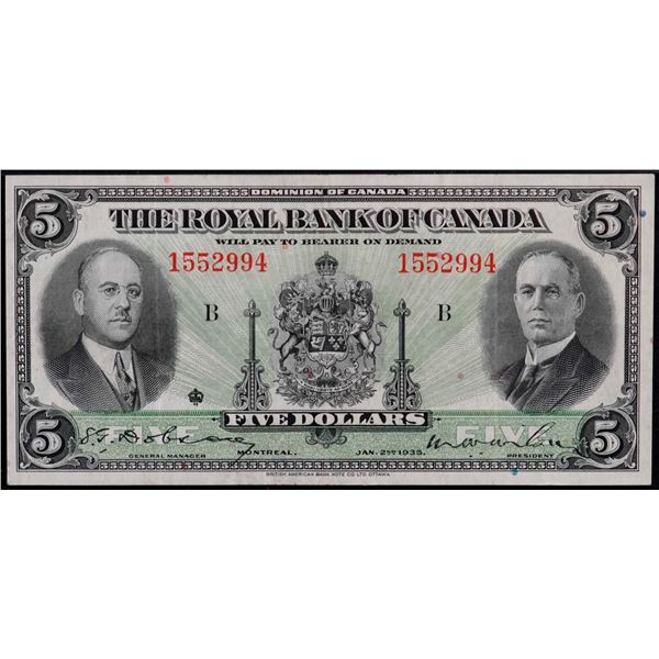 The Royal Bank of Canada; 1935 $5 #1552994 CH-630-18-02a, PMG Extra Fine-40EPQ.