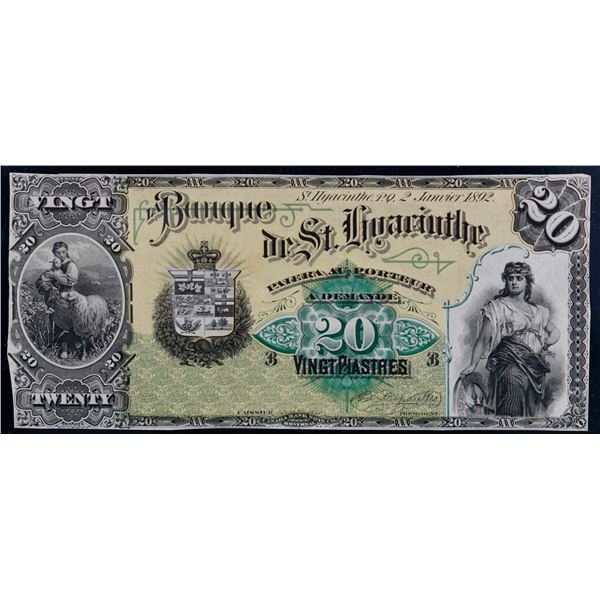La Banque de St. Hyacinthe; 1892 $20 CH-645-12-06FP, Legacy Currency Grading Choice About Uncirculat