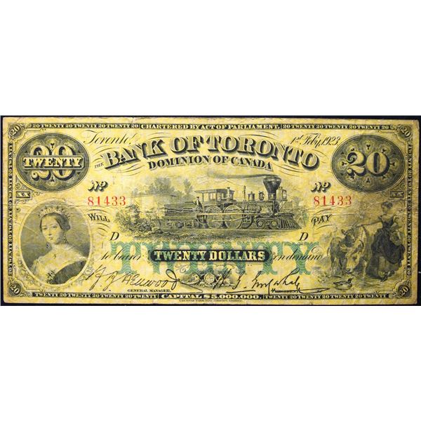 The Bank of Toronto 1923 $20 CH-715-22-60 #81433  LCG Choice Fine-15
