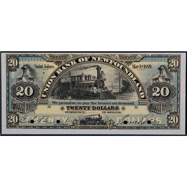 The Union Bank of Newfoundland; 1889 $20 CH-750-16-08P, Legacy Currency Grading Choice Uncirculated-