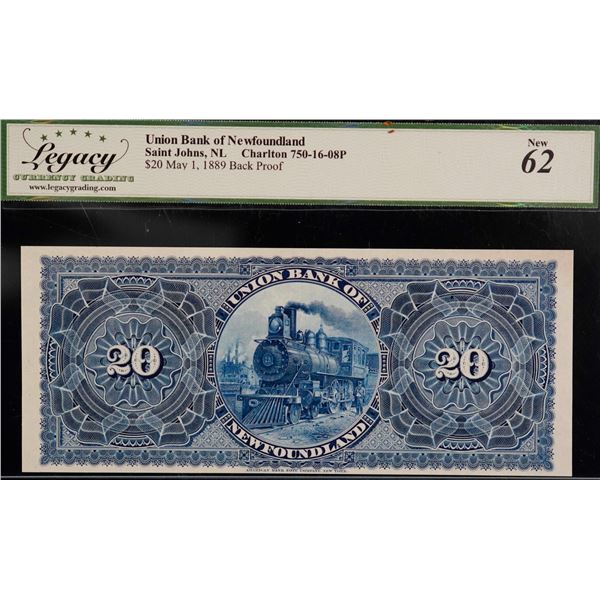 Union Bank of Newfoundland; 1889 $20 CH-750-16-08BP, Legacy Currency Grading Choice Uncirculated-62.