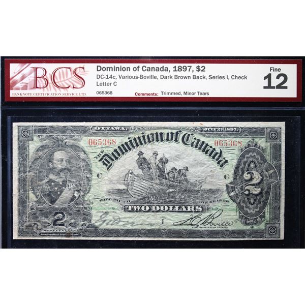1897 $2 DC-14c #065368 Boville BCS Fine-12