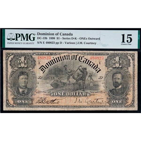 1898 $1 DC-13b #975913 "Series I" PMG Choice Very Fine-25 Brright example with four large even margi