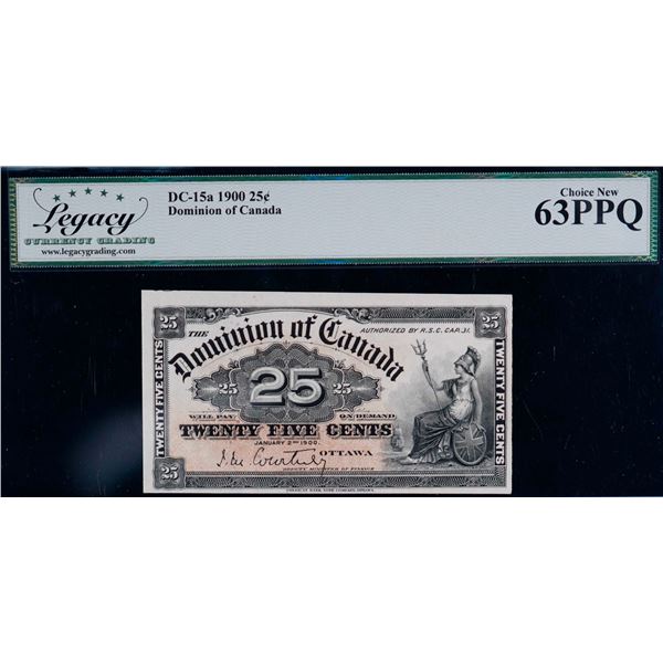 1900 25 Cents DC-15a Courtney LCG Choice Uncirculated-63PPQ