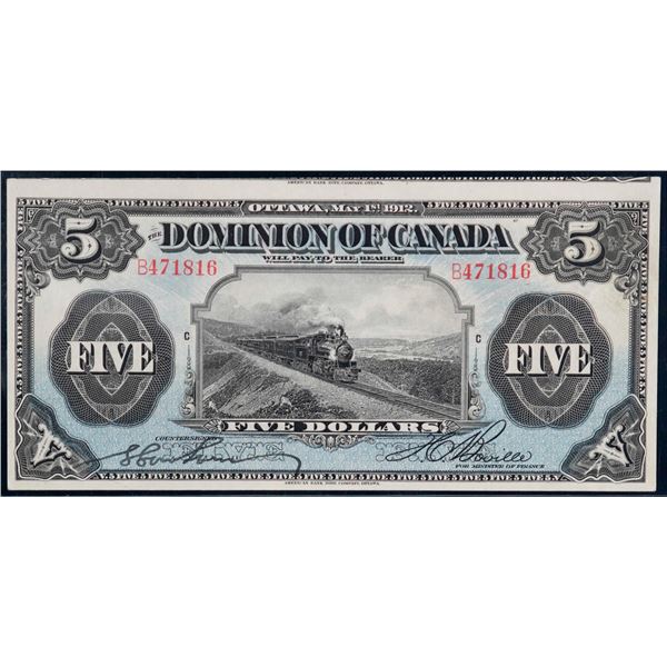 1912 $5 DC-21c #B471816 series "Letter B before S\N LCG Choice About Uncirculated-58PPQ.  Ultra brig