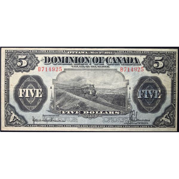 1912 $5 DC-21e #B714925  LCG Choice Very Fine-25PPQ.  Scarcer issue.