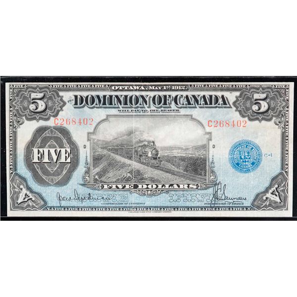 1912 $5 DC-21g #C268402 Hyndman-Saunders "Seal Only" LCG Choice Very Fine-25