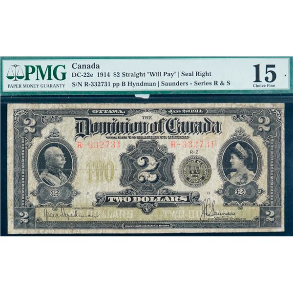 1914 $2 Dc-22e #R-332731 "Seal Only" PMG Choice Fine-15