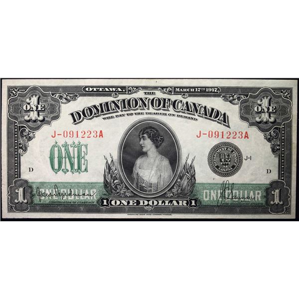 1917 $1 DC-23d #J-091223A  LCG Choice About Uncirculated-55.  A bright and attractive example.