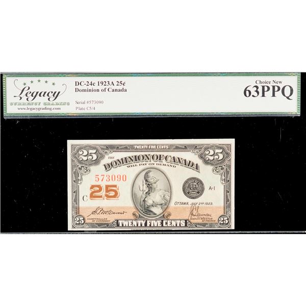1923 25 Cents - Shinplaster DC-24c #573090 "Letter C - McCavours" LCG Choice Uncirculated-63PPQ