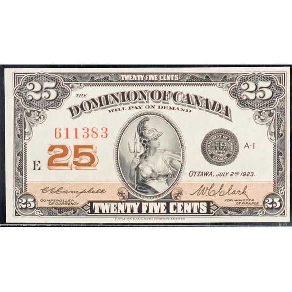1923 25 Cents - Shinplaster DC-24d #611383 "Letter E - Campbell" LCG Gem Uncirculated-65PPQ.  This i