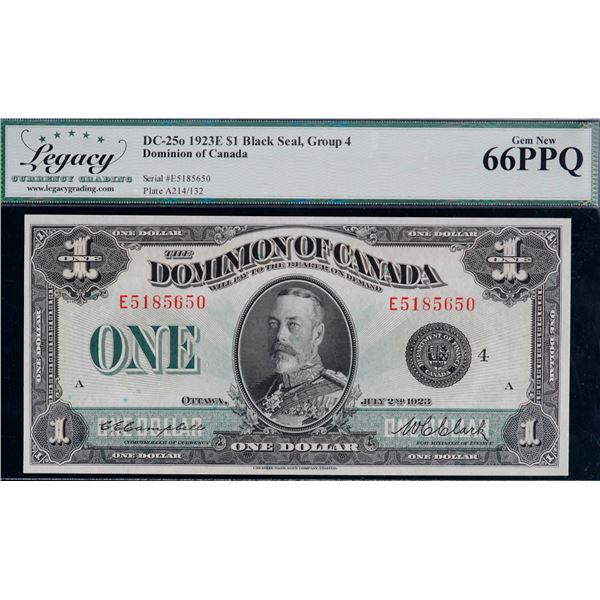 1923 $1 DC-25o #E5185650 LCG Superb Gem Uncirculated-66PPQ.  This is a pristine issue with great eye