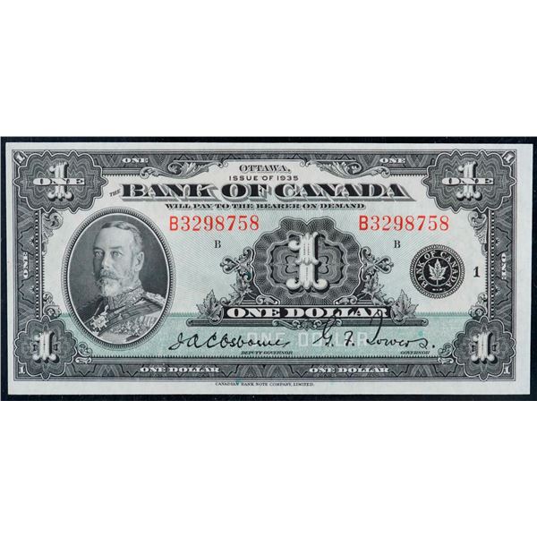 1935 $1 BC-1 #B3298758 BCS About Uncirculated-50.  Scarcer type "Letter B"