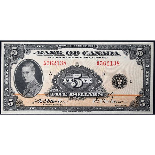 1935 $5 BC-5 #A562138 LCG Choice Uncirculated-64, A bright example with very nice centering.  An app