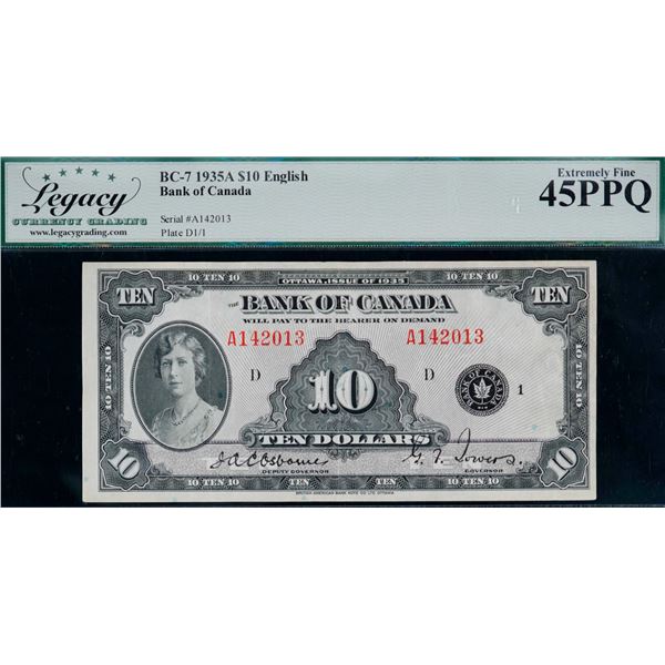 1935 $10 BC-7 #A42013 LCG Choice Extra Fine-45PPQ.  A bright and attractive note.