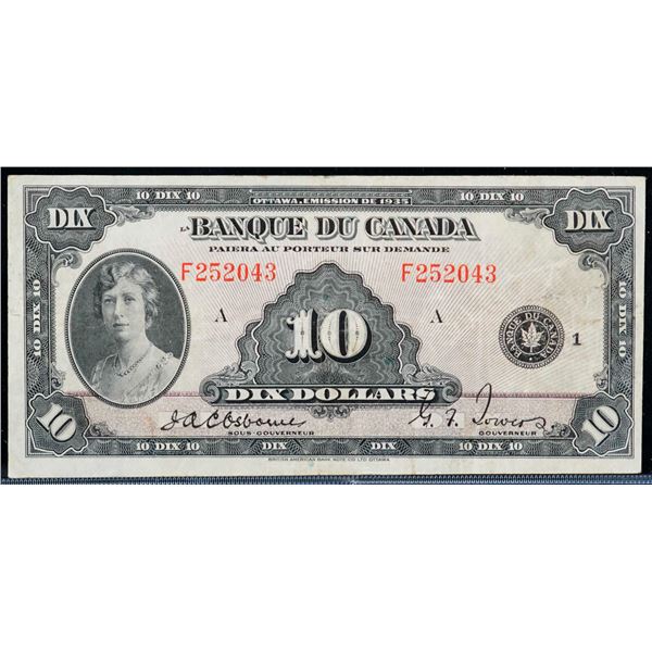 1935 $10 BC-8 #F252043 CCCS Very Fine-20