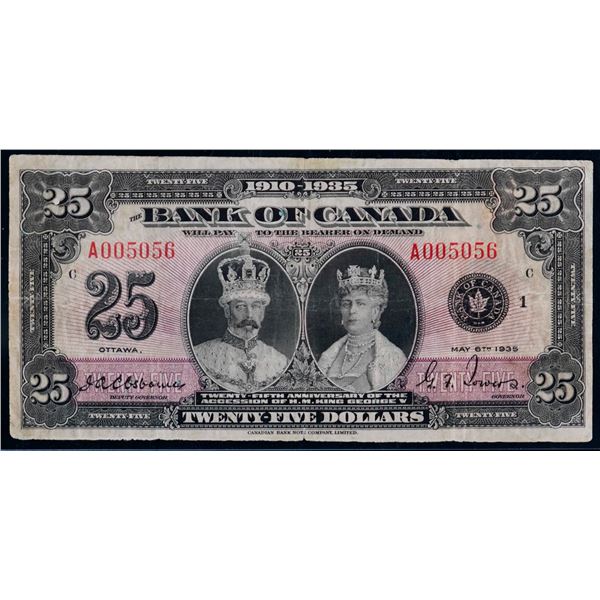 1935 $25 "Commemorative note" BC-11 #A005056 LCG Very Fine-20.  A scarce and sought-after note in de