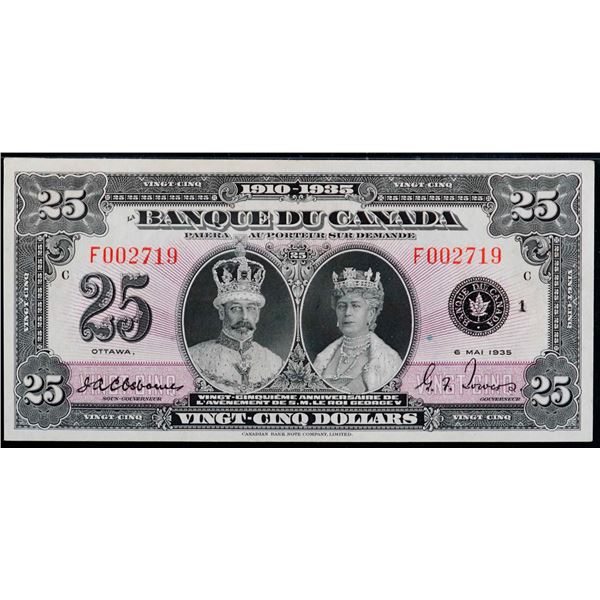 1935 $25  "Commemorative note" BC-12 #F002719, PMG Choice Uncirculated-63. Rare "French Text". The n