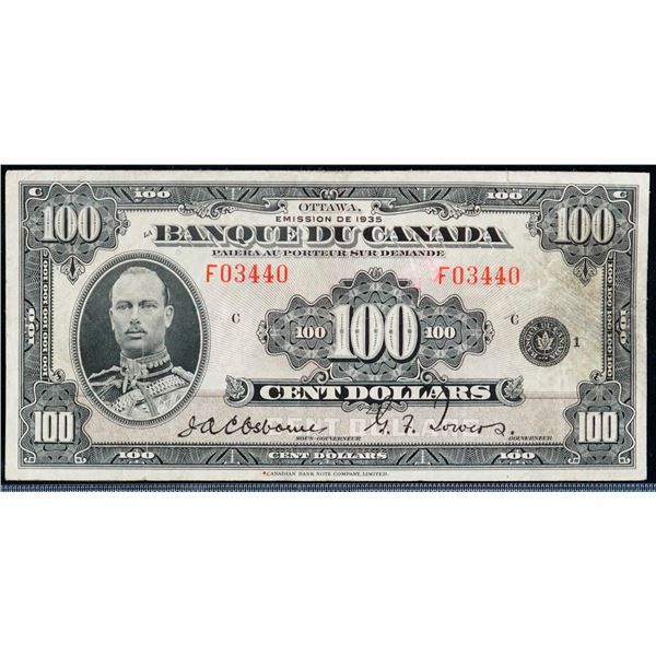 1935 $100 BC-16 #F03440 CCCS Choice Fine-15, A bright example with minor issues. A nice and very att