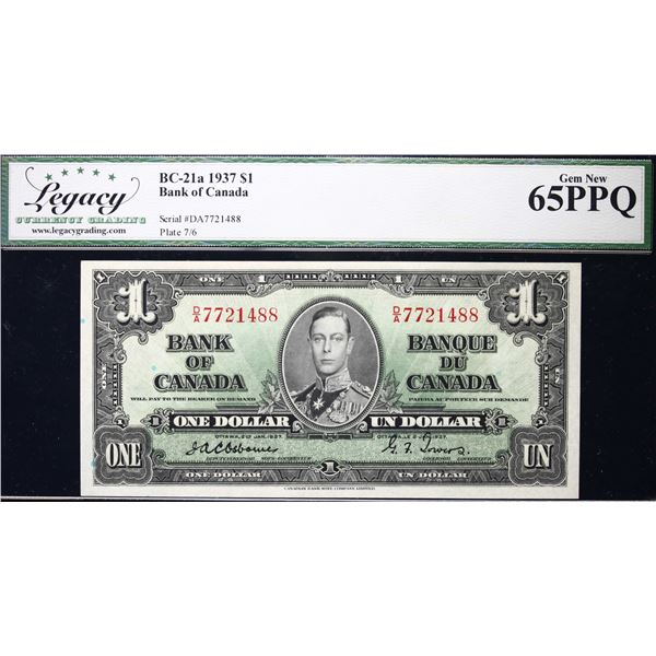 1937 $1 BC-21a #D/A7721488  LCG Gem Uncirculated-65PPQ