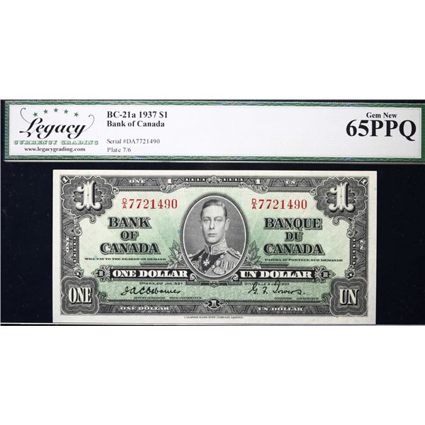 1937 $1 BC-21a #D/A7721490  LCG Gem Uncirculated-65PPQ