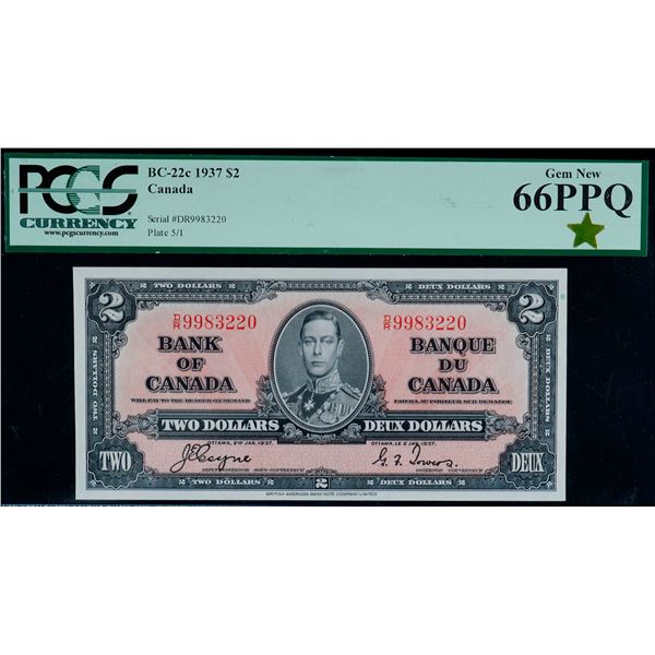 1937 $2 BC-22c #D/R9983220 PCGS Superb Gem Uncirculated-66PPQ