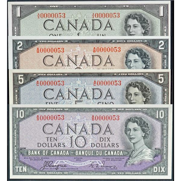 Matching set; 1954 $1-$10 Devil's Face - Coyne Towers.  All w/Serial #0000053. LCG Choice Uncirculat