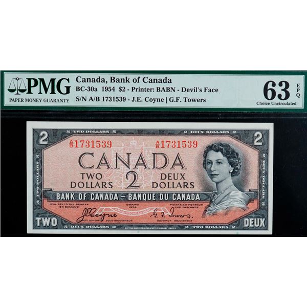 1954 $2 BC-30a #A/B1731539, PMG Choice Uncirculated-63EPQ.