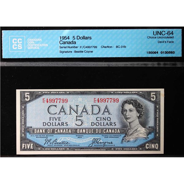 1954 $5 BC-31b #F/C4997799 CCCS Gem Uncirculated-65