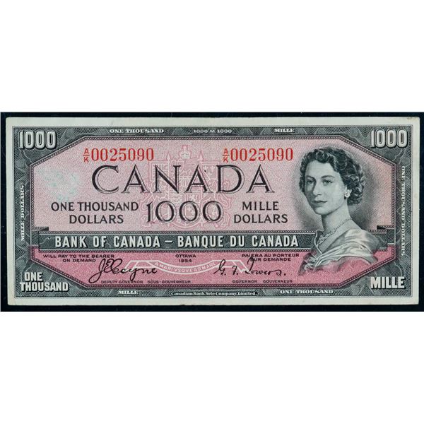1954 $1000 BC-36 #A/K0025090 LCG Choice Very Fine-30, writing partially erased.  A nice oportunity t