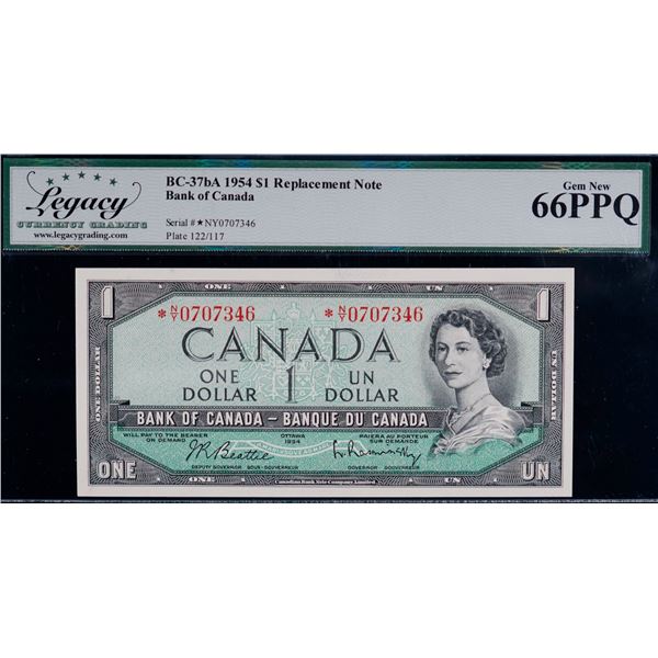 1954 $1 BC-37bA #*N/Y0707346 LCG Superb Gem Uncirculated-66PPQ