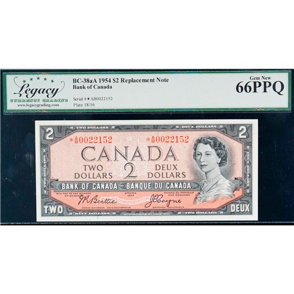 1954 $2 BC-38aA #A/B0022152 LCG Superb Gem Uncirculated-66PPQ.