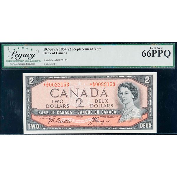 1954 $2 BC-38aA #A/B0022153 LCG Superb Gem Uncirculated-66PPQ