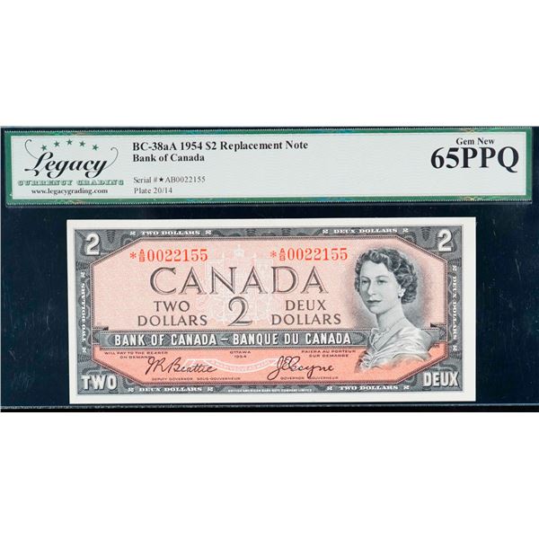 1954 $2 BC-38aA #A/B0022155 LCG Gem Uncirculated-65PPQ