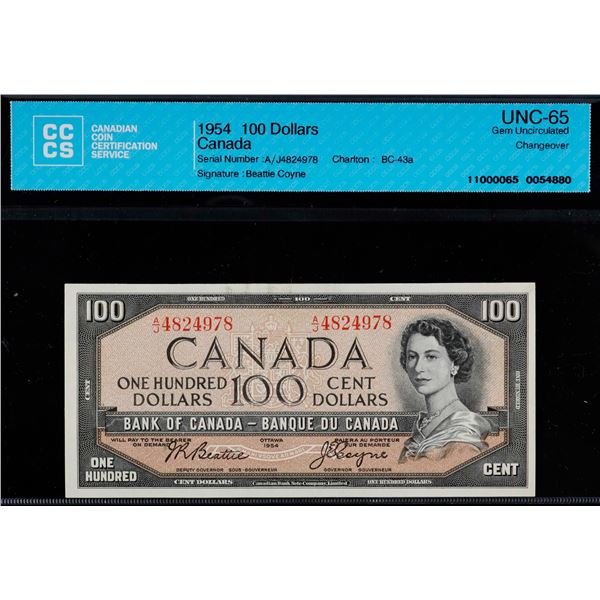 1954 $100 BC-43a #A/J4824978 CCCS Gem Uncirculated-65
