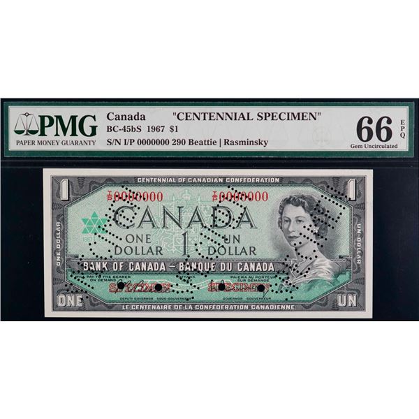 Specimen Note; 1967 $1 BC-45bS #290, PMG Superb Gem Uncirculated-66EPQ.