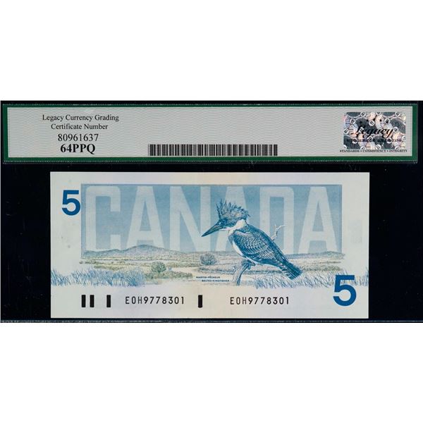 1986 $5 BC-56A #EOH9778301 "Blue Back Plate #" LCG Choice Uncirculated-64PPQ