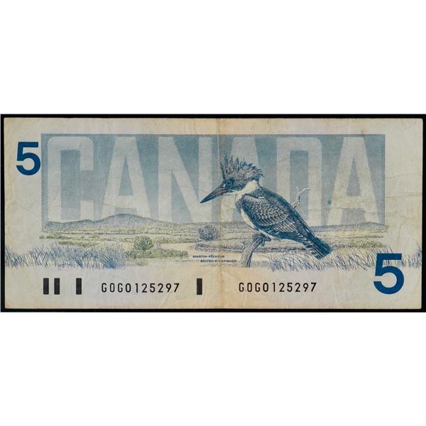 1986 $5 BC-56cT #GOG0125297 "TEST NOTE" LCG Very Fine-20PPQ.  A bright and desirable example! An ext