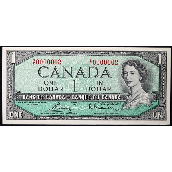 Low Number; 1954 $1 BC-37C #S/F0000002  LCG Gem Uncirculated-65PPQ